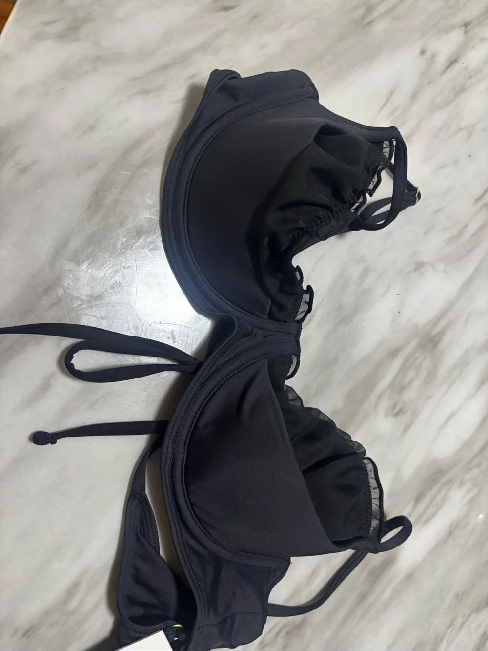 Frankie's Bikinis Black Ruffle Underwire Bra